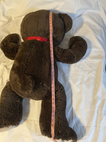 FAO Schwarz Teddy Bear Brown Plush Soft Stuffed Toy Red Ribbon 36" - Picture 3 of 13