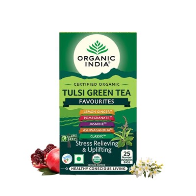 ORGANIC INDIA Tulsi Green Tea Favourites Pack 25 Teabags