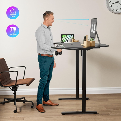 L Shaped Electric Standing Desk Sit Stand up Table Desktop Desk Motorised Height - Picture 6 of 12