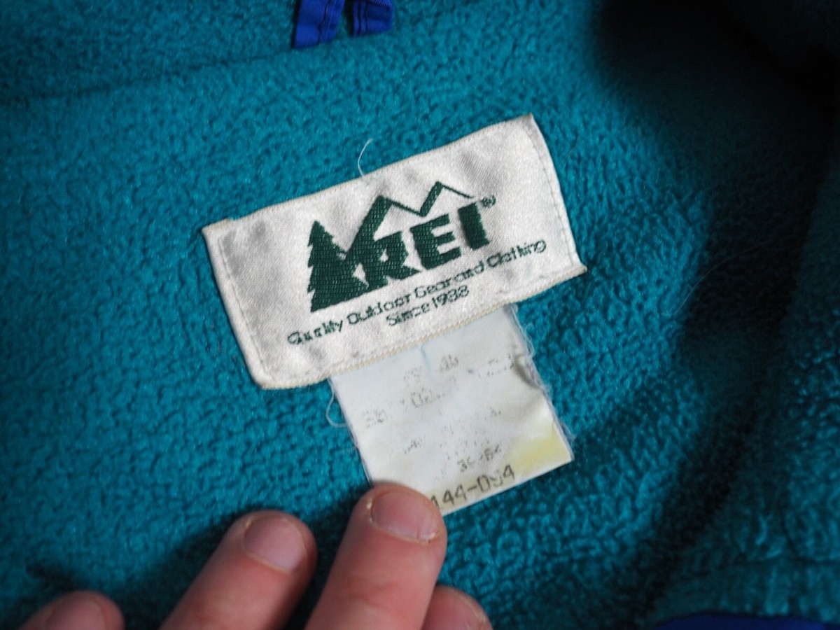 VTG 90s REI Retro Blue Nylon Fleece Lined Zip Outdoor Hiking Logo