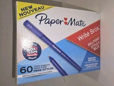 Paper Mate Write Bros Stick Ballpoint Pen Blue Ink 1mm 60/Pack 4621501