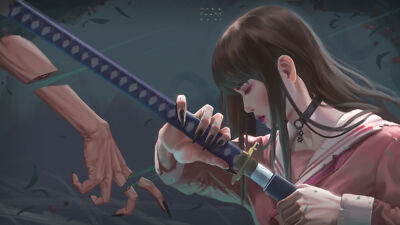 Anime samurai drawing digital art artwork choker sword Play Gaming Mat Desk