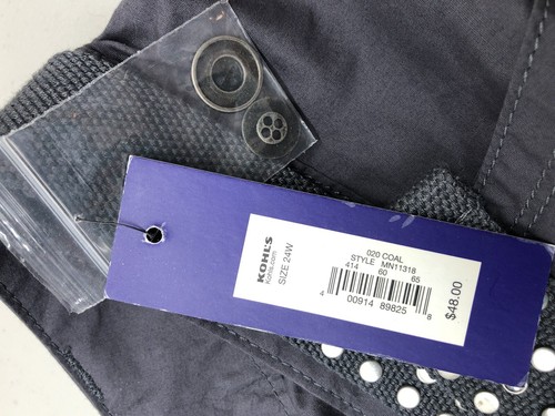 Apt 9 New Womens 24W Capri Cargo Pants Dark Grey Studded Belt Cuffed - Picture 8 of 8