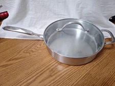 Simply Calphalon 3 Qt. Sauté Pan 5003 Stainless Steel Deep Skillet Glass Lid 