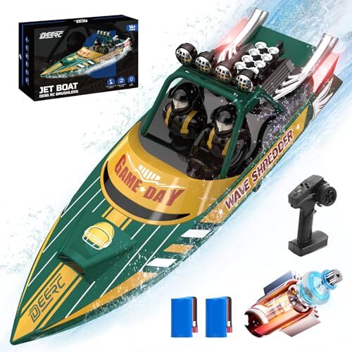 DEERC RC Boat for Kids & Adults 150m Range 20km/h Speed LED DE95