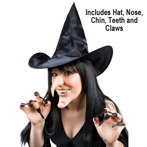 Witch Costume Accessory Set Black Hat 
