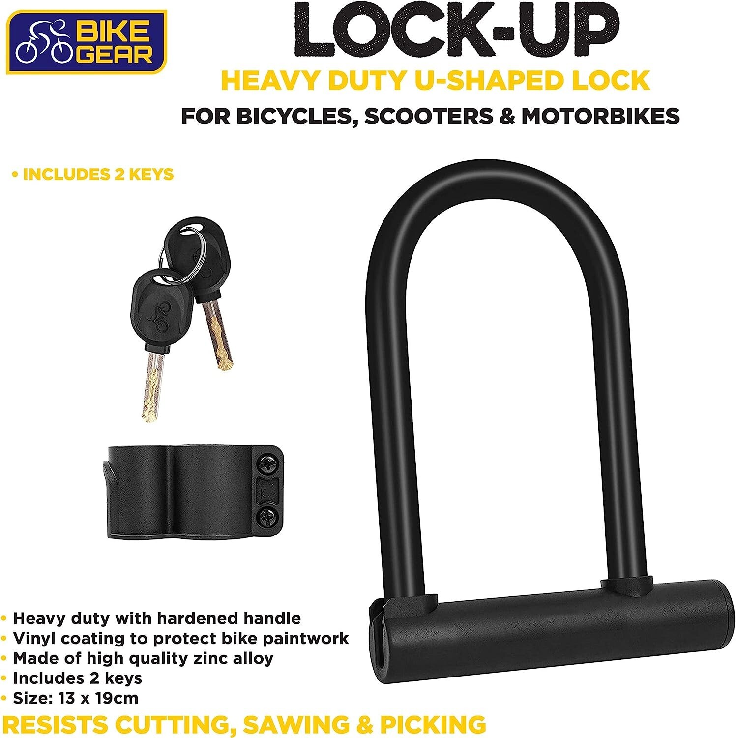 D Lock Bike Motorbike U Lock Cycle Scooter Bicycle Strong Heavy Duty