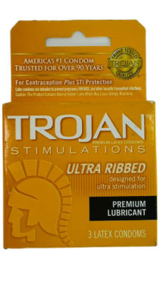 Trojan Stimulations Ultra Ribbed Premium Lubricant 3 Latex Condoms Lot of 2 