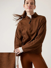 Athleta Women's Altitude Polartec Half Zip Sweatshirt NWT Small Mahogany Heather