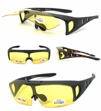 Polarized Flip Up Fit Over Sunglasses Anti Glare wear RX Fit Night Driving UV400