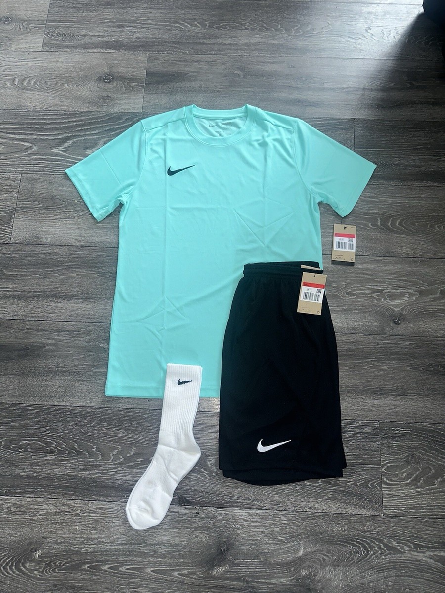 Men’s Nike Dri Fit Tracksuit T Shirt Shorts In Turquoise Black (Size Small)