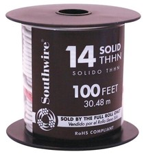 Southwire Simpull Thhn or Thwn-2 Solid Wire, 14 Gauge, 100' per Roll, White