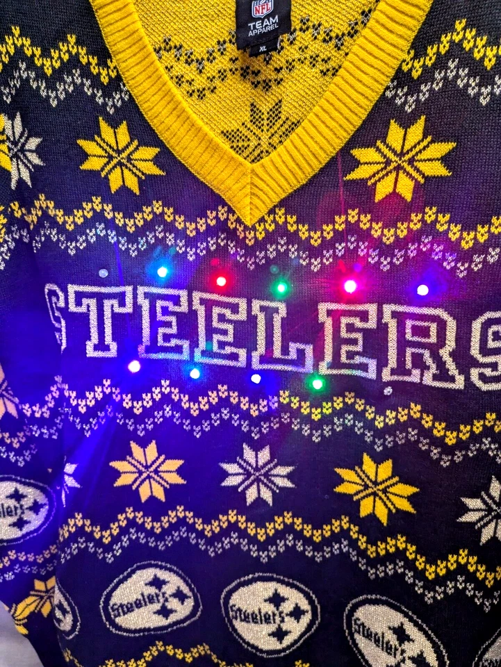 FOCO NFL Team Apparel Women's Light Up Bluetooth Speaker Steelers Sweater - Image 3 of 4