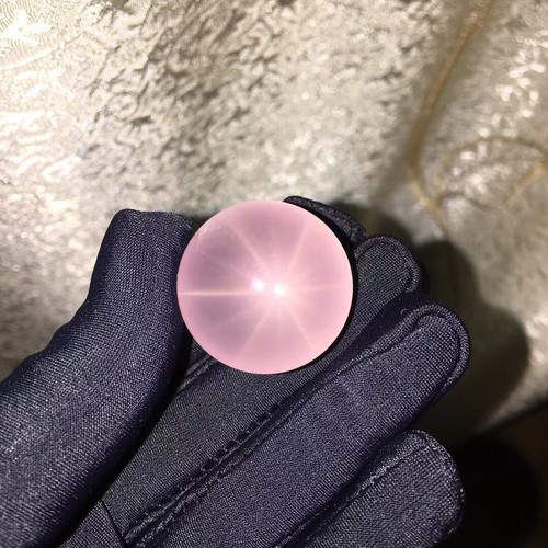 Esfera de cuarzo rosa estrella natural de 25,5 mm muestra de cristal curación - Imagen 5 de 6