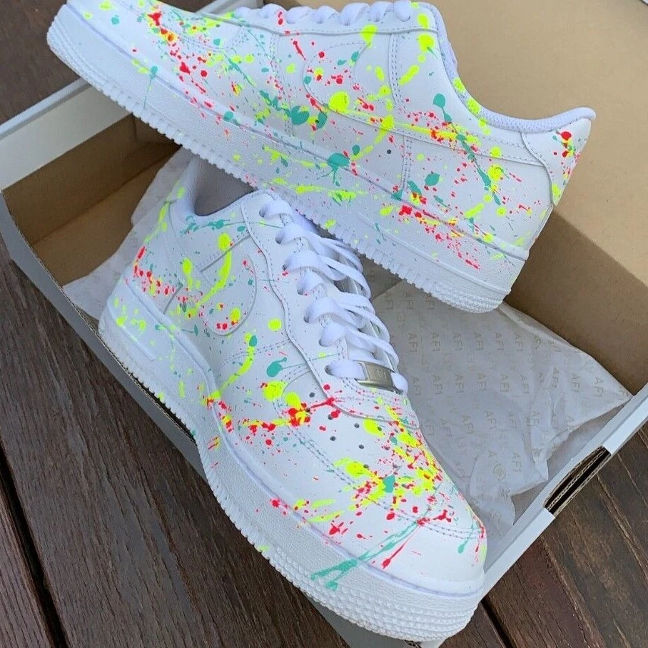 Air Force 1 Custom Neon Splatter Sneakers