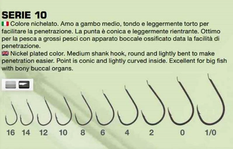 AMI TUBERTINI SERIE 10 PESCA VARIE MISURE MARE ORATA AMO HOOKS ANZUELOS HAMEÇON - Immagine 3 di 3