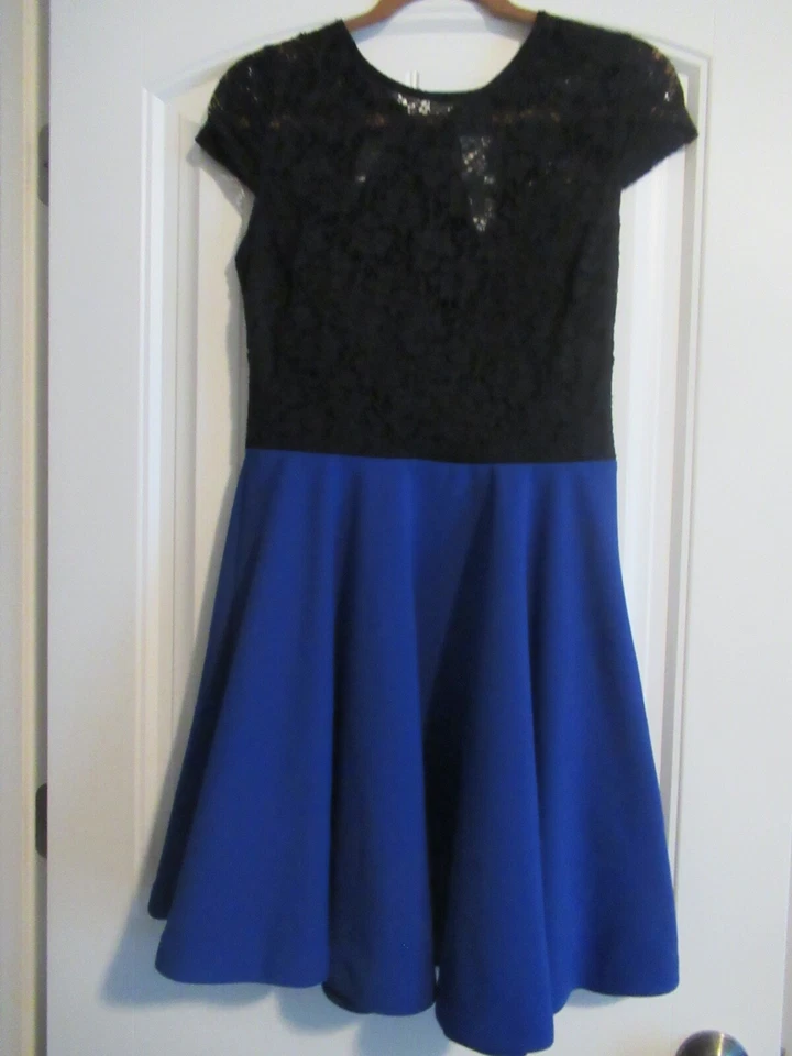 Mujer/Junior B. Darlin Vestido Negro y Azul Ocasión Especial Talla 11/12 Foto 2 de 4