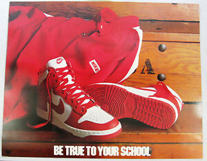 1985 NIKE Dunk Basketball Poster Be True To Your School St Johns Red Strom  BTTYS | eBay