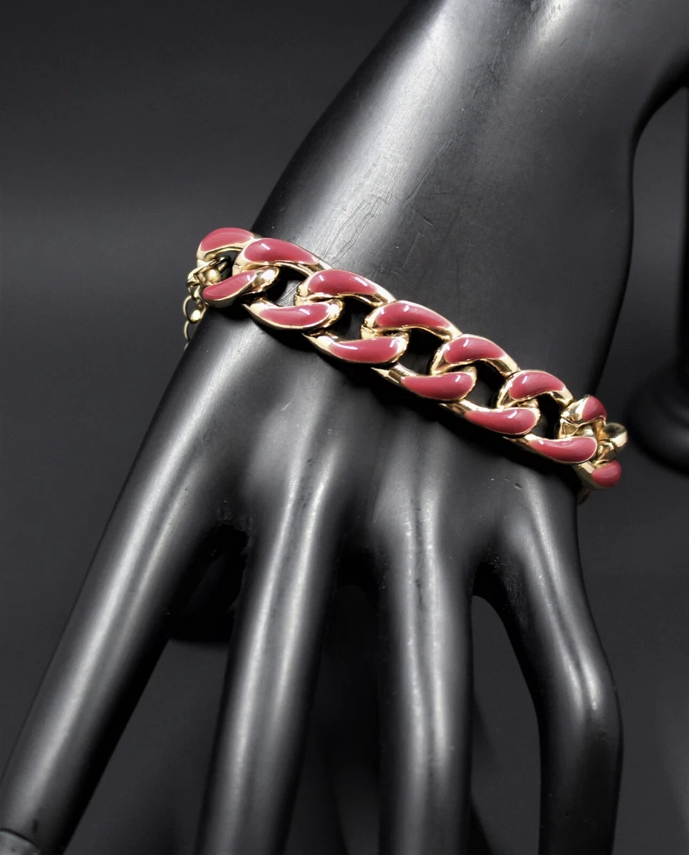 Lovisa Bracelet Gold Curb Chain w Dusky Pink Enamel Highlights Exc