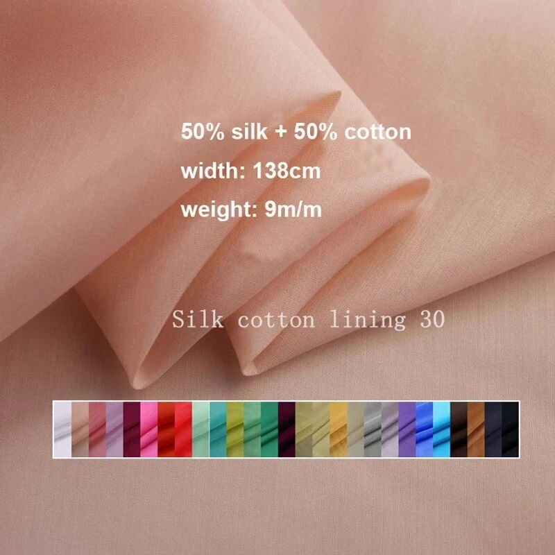 Solid Color Silk / Cotton 55'' By Yards Natural Silk Cotton Fabric Scarf Lining - Image 2 of 4