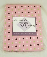 Alli Taylor Bedding Circle Time Pink Fitted Crib Sheet NIP
