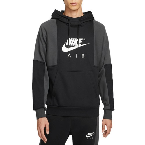 Nike Air Mens Full Tracksuits Set Fleece Contrast Black Sweat Top Hoodie Jogger - Picture 5 of 15