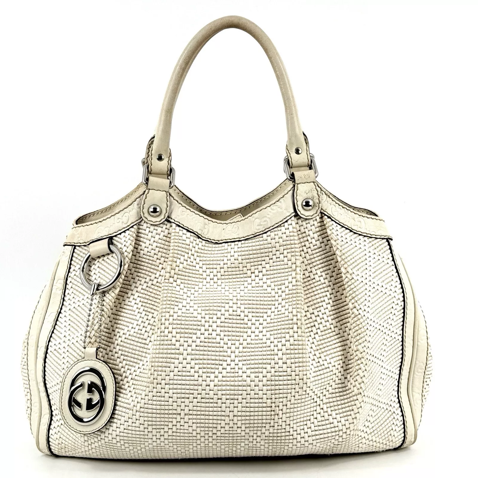 Sac à main GUCCI Sukey à emboîtement blanc authentique du JAPON