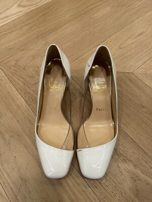 Christian Louboutin White Square Front Block Heel. Size 36.5 | eBay