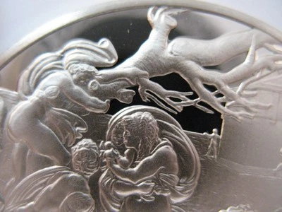 1.3-OZ 925 SILVER PROOF COIN GENIUS OF MICHELANGELO NOAH UNIVERSAL FLOOD +GOLD