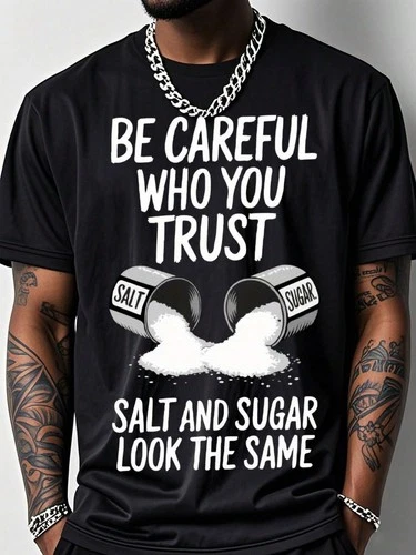 Men's Funny Gym T-Shirt With Salt & Sugar Trust Graphic Print - product listing photo