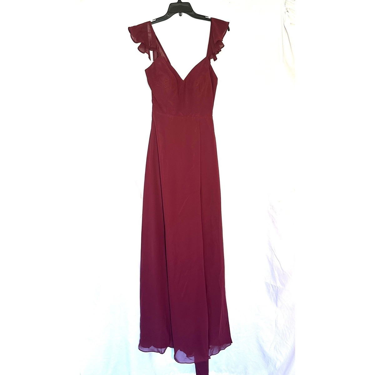 azazie everett bridesmaid dress Cabernet Chiffon Flutter Sleeve Maxi Size A4 NEW Color:Soft Navy