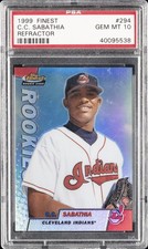 1999 FINEST REFRACTOR #294 C.C. SABATHIA ROOKIE RC PSA 10