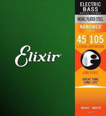 Elixir 14077 Nanoweb Medium Light 4-String E-Bass Saiten 45/105