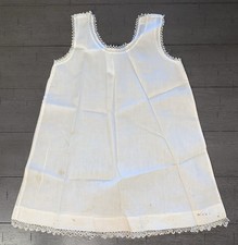 1900s EDWARDIAN VICTORIAN EMBROIDERED BABY WHITE/IVORY COTTON SLIP TANK DRESS