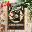 Retro Telephone Company Logo Tin Sign Vintage Antique Gas Station Metal Art 8x12