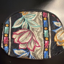 Vintage Christian Dior Floral Cosmetic Bag Zip Around Makeup Pouch