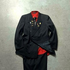 Men's Double Setup Suit Black Shirt Tie Set Pins