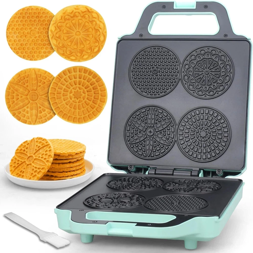 Baker’S Friend Pizzelle Maker Electric, 4 X 3.5” Pizzelle Waffle Cookies for Chr
