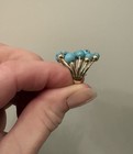 Blue Howlite Adjustable Open Cage Ring In Gold Tone — photo 4