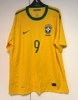 Nike Brazil Home Shirt Ronaldo 9 Men's XL 2010 Yellow Short Sleeve