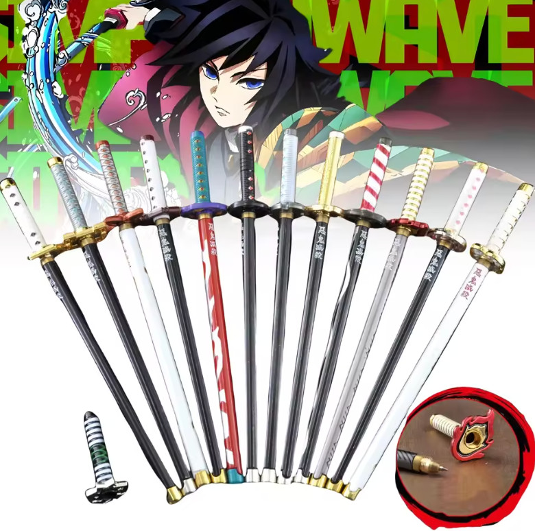 3 pc Ballpoint Pen Demon Slayer Anime Set Christmas Stocking with Stand