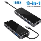 10 in 1 USB C HUB Type-C Multi USB 2.0/3.0 Port HDMI VGA Adapter, SD/TF,RJ45 LAN