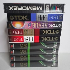 Lot of 9 Blank VHS Tapes Fuji TDK Memorex T-120 6 HOURS New Sealed