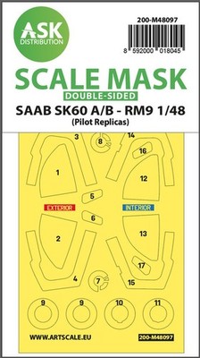 Art Scale Kit 200-M48097 - 1:48 SAAB SK60 double-sided mask self-adhesive, pre-c