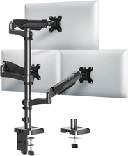 MOUNTUP Triple Monitor Mount Fits Max 32 Inch Screen, Holds Black 