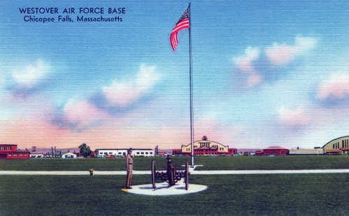 Vintage Linen Postcard, Westover Air Force Base, Chicopee Falls, MA 