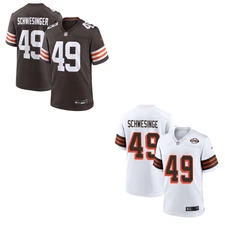 Carson #49 Schwesinger MEN Stitched Jersey Brown/White