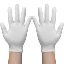 4 Pairs White Gloves, Breathable Cotton Gloves for Dry Hands Sleeping, Reusab...