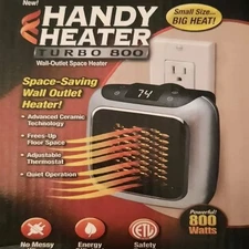 Portable Electric Heater Plug In Wall Space Heater+Remote Adjustable Thermostat