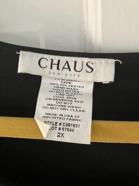 Blusa Top Chaus New York Negra con Cuentas Talla 2X Plus Transparente Superposición Elegante Foto 2 de 4